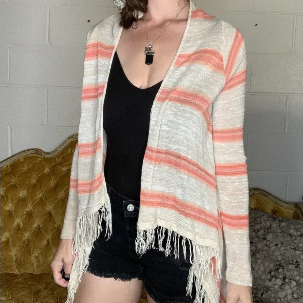 💛 SweetNSinful Fringe Longsleeve Cardigan Hi low